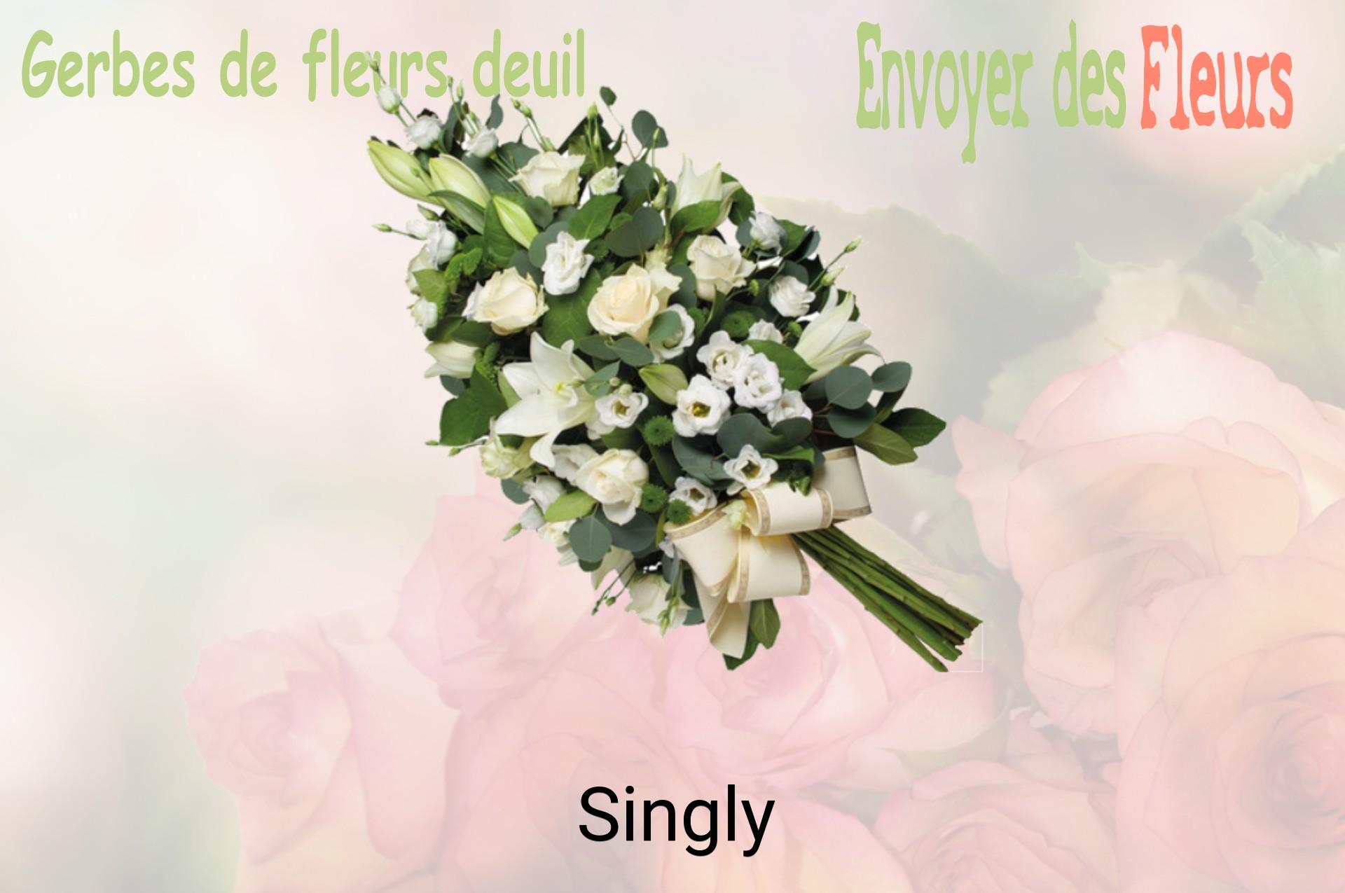 Gerbe de fleurs de deuil livrée à Singly